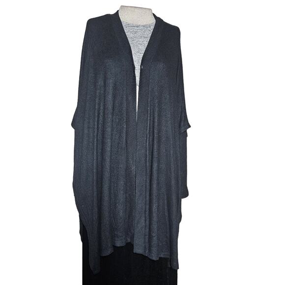 Black Open Front Long Sleeve Cardigan Sweater Size Large - Picture 1 of 3
